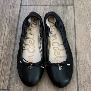Sam Edelman Black Leather Bow Ballet Flats